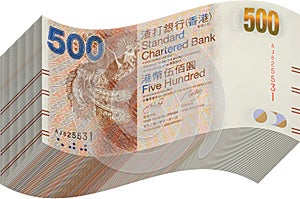 Money stack of Hong Kong five hundred