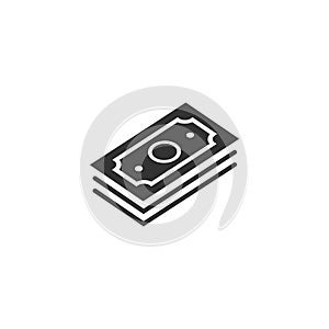 Money stack icon in flat style. Exchange cash vector illustration on white isolated background. Banknote bill business concept