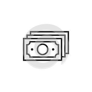 Money stack icon in flat style. Exchange cash vector illustration on white isolated background. Banknote bill business concept