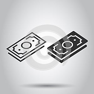 Money stack icon in flat style. Exchange cash vector illustration on white isolated background. Banknote bill business concept