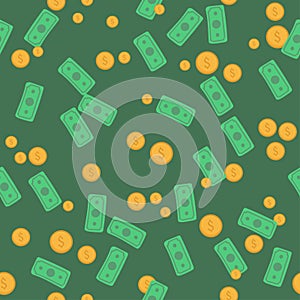 Money stack icon in flat style. Exchange cash vector illustration on white isolated background. bill seamless pattern