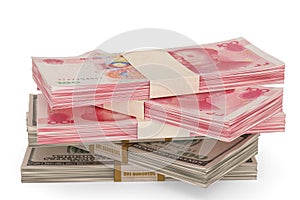 Money stack isolated on white background 3D illustration.