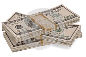 Money stack isolated on white background 3D illustration.