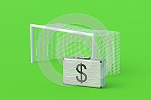 Money suitcase and soccer gate