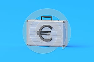 Money suitcase with symbol of european euro. Financial concept