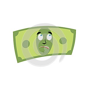 Money surprised emotion. Cash Emoji astonished. Dollar isolated
