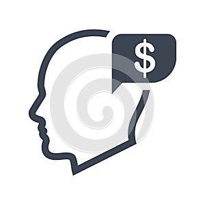 Money thinking icon, bubble, dollar, idea, money, thinking, thought, thought bubble icon
