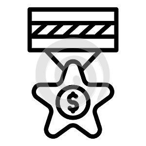 Money trade war medal icon, outline style