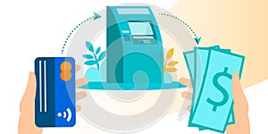 Money Transaction ATM Service Cartoon Flowchart