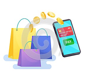 Money transfer from cellphone with hopping bags