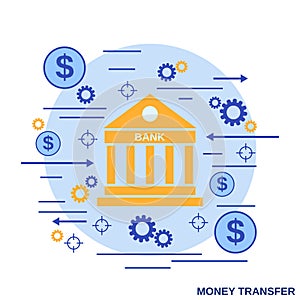 Money transfer, financial transaction, online banking vector concept