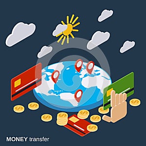 Money transfer, financial transaction, online banking vector concept