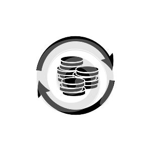 Money transfer icon in flat style Coin reload icon