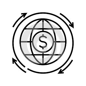 Money transfer illustration line icon, concept sign, outline vector illustration, linear symbol.