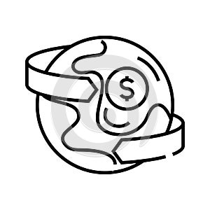 Money transfer line icon, concept sign, outline vector illustration, linear symbol.