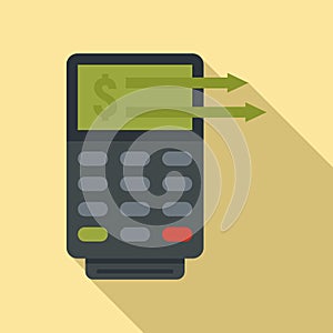 Money transfer terminal icon, flat style