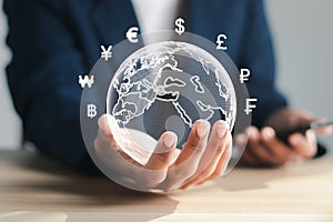 Money transfers and currency exchanges between countries of the world.