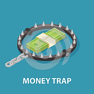 Money trap. Isometric vector illustration