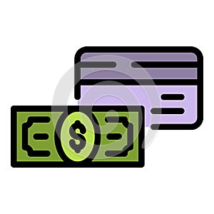 Money trasnfer credit card icon color outline vector