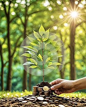 Money tree growth of savings and investments