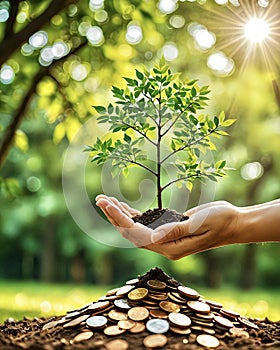 Money tree growth of savings and investments