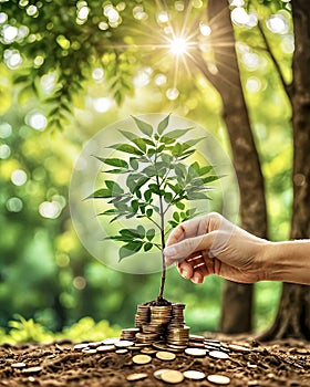 Money tree growth of savings and investments