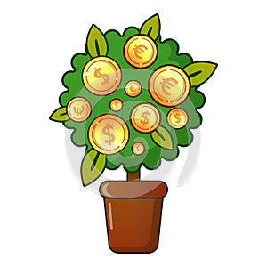 Money tree icon, flat style