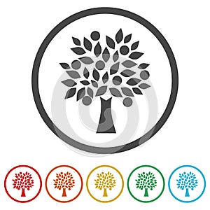 Money tree icon. Investment tree icon. Set icons colorful