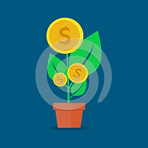 Money Tree. Money growth. Financial concepts. vector illustration eps