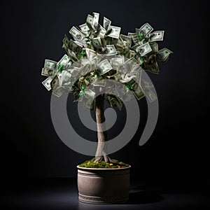 money tree.plant growing step on coins. finance and accounting