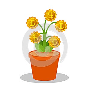 Money tree vector concept in flat style
