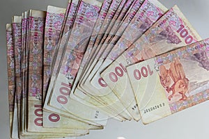 Money of Ukraine hryvnia, hryvnia, grivna, Ukrainian currency -100 hryvnia banknotes pack