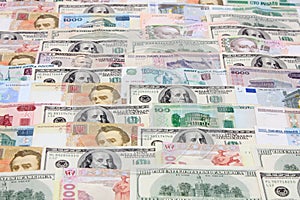 Money, various currencies as a background photo