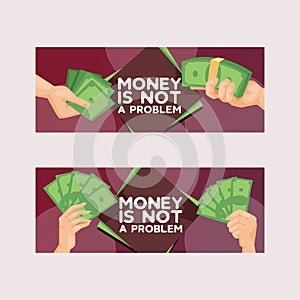 Money vector stack of dollar or currency cash in hands and monetary in bank moneysaving financial business and finance