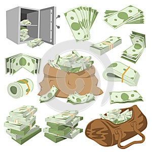 Money vector stack of dollar or currency cash monetary in bank moneysaving and financial business and finance banking