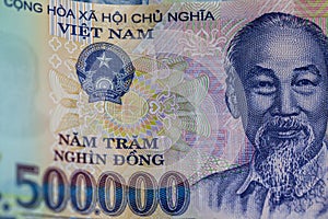 Money.Vietnamese banknotes.Ho Chi Minh image on banknote