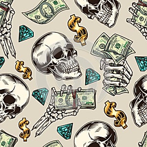 Money vintage colorful seamless pattern