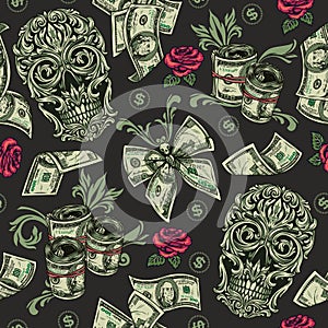 Money vintage seamless pattern