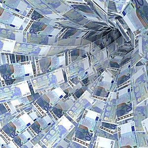 Money vortex of 20 euro bills
