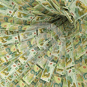 Money vortex of 20 new zealand dollar bills