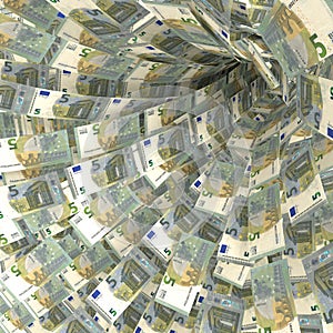 Money vortex of 5 Euro notes