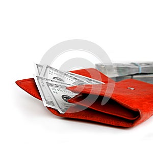 Money wallet red, shopping