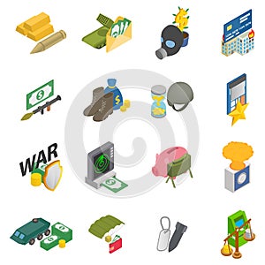 Money war icons set, isometric style