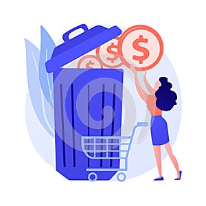 Money waste vector concept metaphor