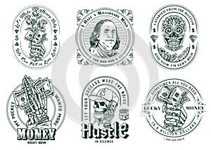 Money and wealth vintage logos