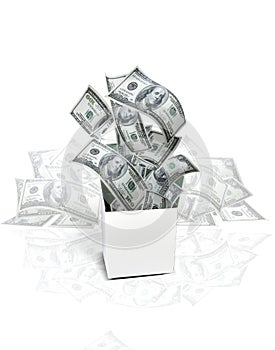 Money in a white box