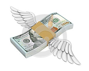 Money Wings Flying Isolated