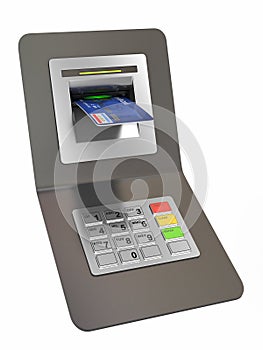 Money withdrawal. ATM and credit or debit card photo