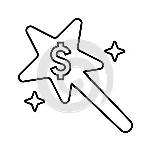 Money Wizard icon. Line, outline symbol