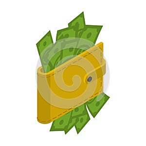 Money in your wallet. Cash in purse. Dollars in your pouch. Financial illustration